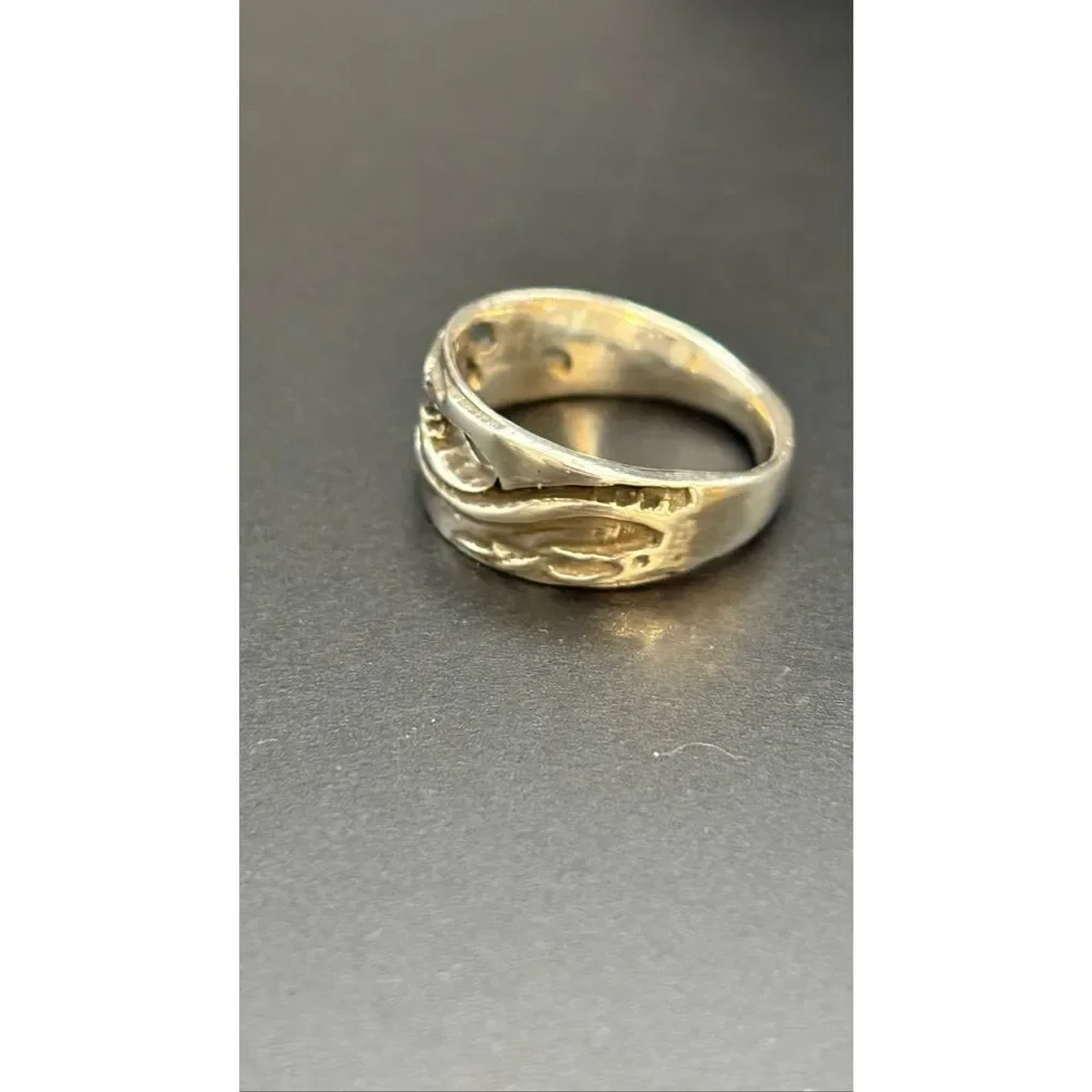 Hand Carved Sterling Silver Ring, NEW, size 7.5, Artisan, Wedding Band